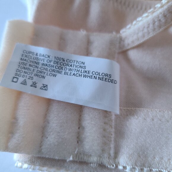 PLUSFORM 100% COTTON COMFORT BRA FULL COVERAGE WIRE FREE STYLE 16041/ 38B Beige - Picture 10 of 10